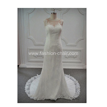 Expensive Beautiful Lace Open Back Ladies bride dresses white wedding